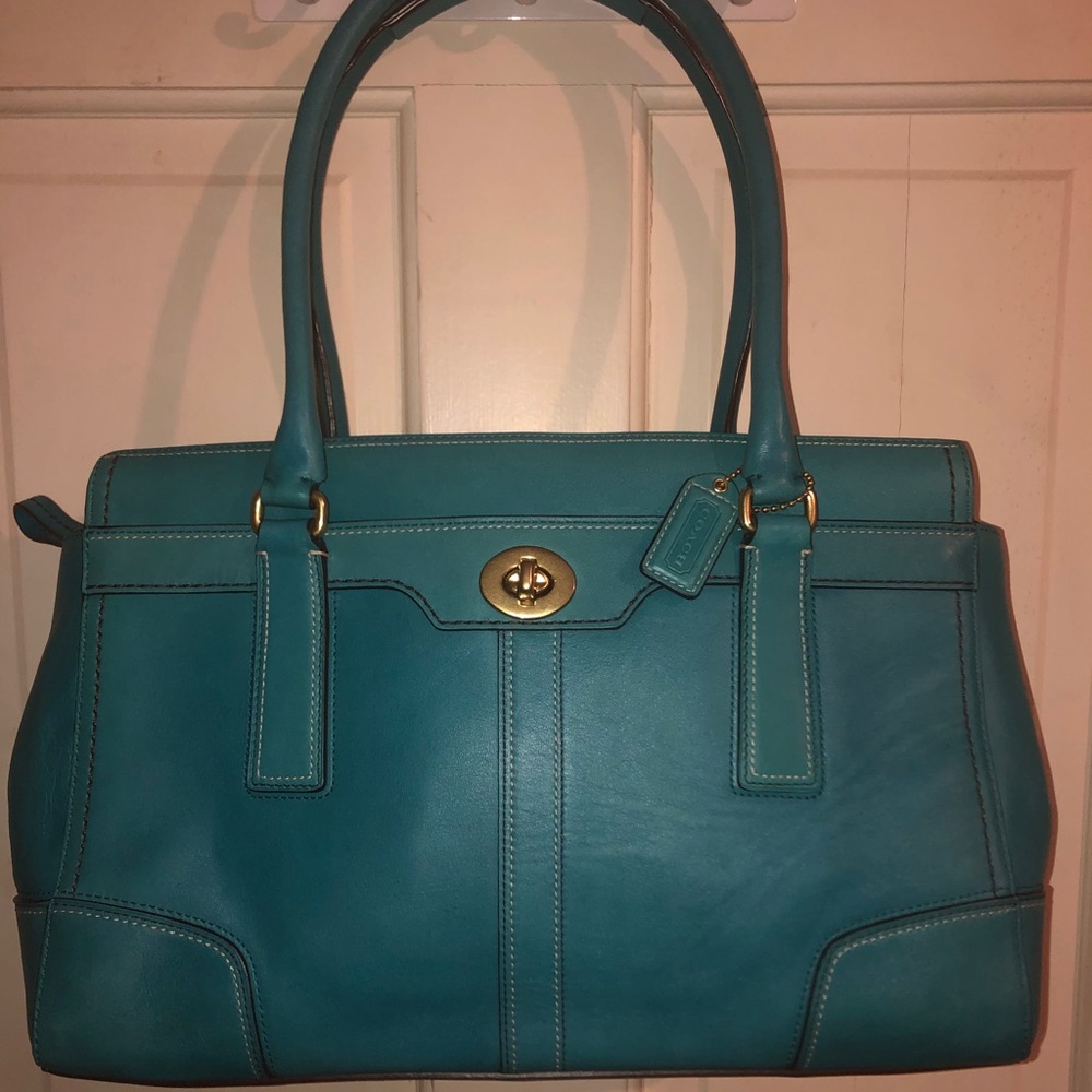 Coach Turnlock Tote Turquoise Mdl No. E0793-11048